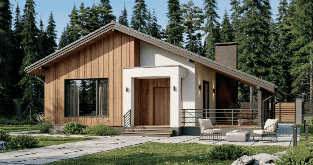 Casa de madera de Veta diseñada para segunda residencia en el Pirineo aragonés, ideal para escapadas de fin de semana desde Zaragoza por su rápido calentamiento.